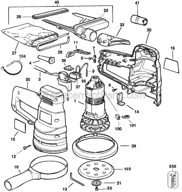 Page A Diagram and Parts List for BD5120 Type 1 Black and Decker Sander Polisher